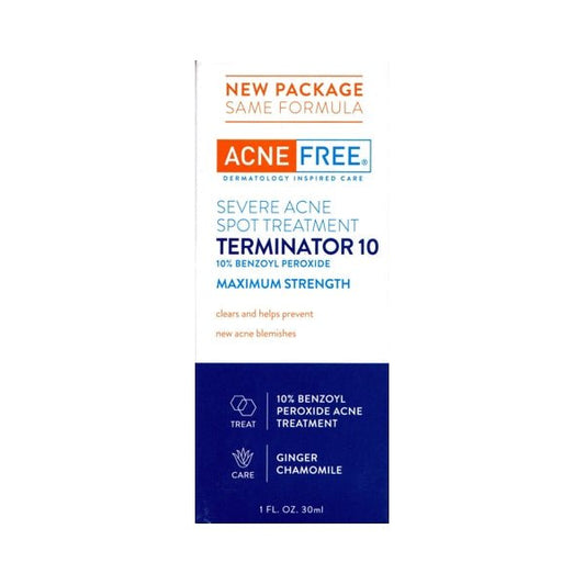 Acne Free Maximum Strength Severe Acne Spot Treatment Cream - Terminator 10 (Net 1 fl. oz.) - Dollar Fanatic