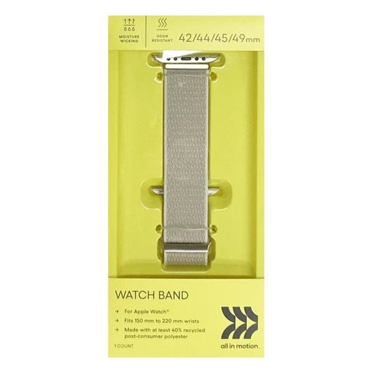 All In Motion Nylon Fabric Watch Band for Apple Watch - Gray (42/44/45/49mm) Fits 150mm to 220mm Wrists - Dollar Fanatic