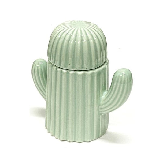 Ankyo Decorative Ceramic Cactus - Shaped Trinket Container with Lid - Light Cactus Green (4.5" x 4.5" x 2.5") - Dollar Fanatic