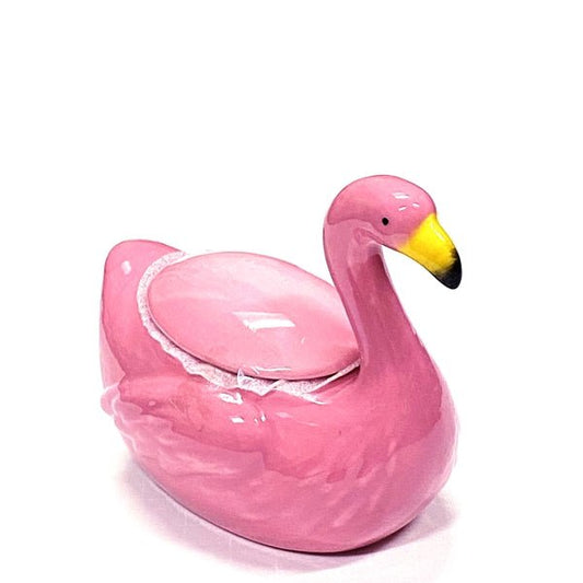 Ankyo Decorative Ceramic Pink Flamingo - Shaped Trinket Container with Lid - Pink (5.5" x 4.5" x 3") - Dollar Fanatic