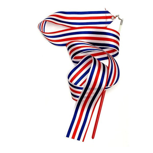 Ankyo Patriotic Ribbon Wand with Red White Blue Stripes (4 Ft. Long) Includes Anti - slip rubber handle wand - Dollar Fanatic