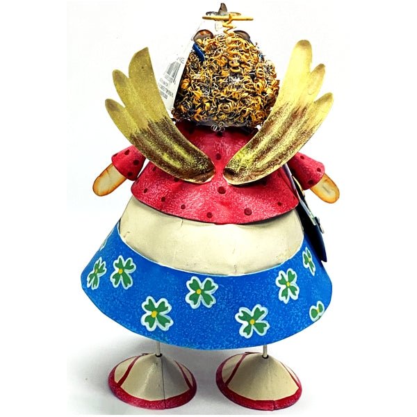 BeachCombers Bouncy Jiggle Beach Angel Metal Figurine - Polka Dot/Hibiscus Floral (9" x 6" x 4.5") - Dollar Fanatic