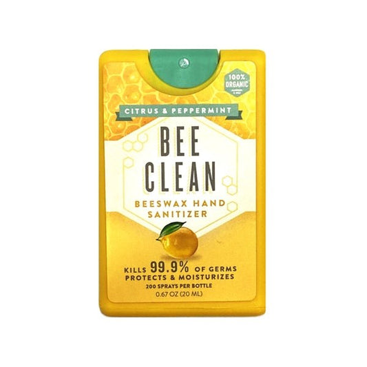 Bee Clean Organic Beeswax Moisturizing Hand Sanitizer Spray - Citrus and Peppermint (Net 0.67 fl. oz.) Travel Size - Dollar Fanatic