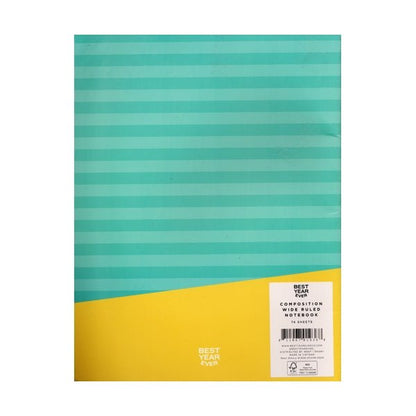 Best Year Ever Wide Ruled Composition Notebook - Blue, Yellow, Red (74 Sheets) - Dollar Fanatic