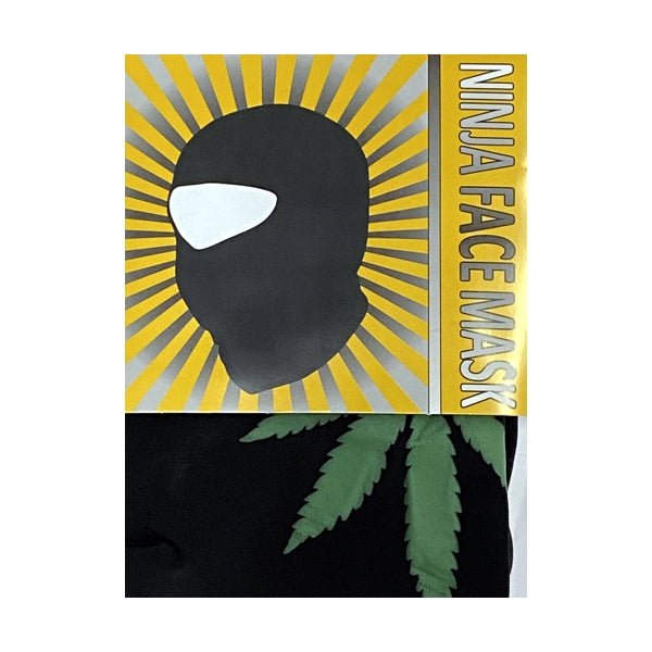 Black Ninja Face Mask - Green Leaf (One Size Fits Most) Stretchy Spandex Sport Fabric - Dollar Fanatic