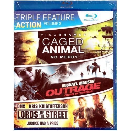 Caged Animal, Outrage & Lords of the Street - Triple Feature Action Vol. 3 (BluRay DVD Disc) - Dollar Fanatic