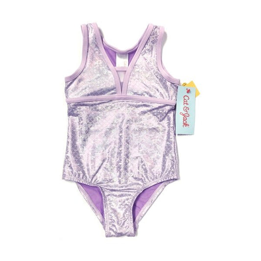 Cat & Jack Toddler Gymnastics Shimmery Mermaid Pull-On Tank Leotard - Light Purple (Size 2T) - DollarFanatic.com