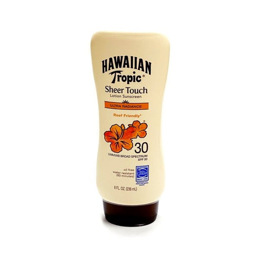 Clearance - Hawaiian Tropic Sheer Touch Ultra Radiance SPF30 Sunscreen Lotion (Net 8.0 fl. oz.) Best by Date 07/2024 - Dollar Fanatic