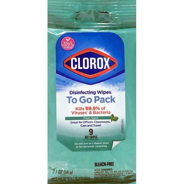 Clorox Disinfecting Wipes To Go Pack - Fresh Scent (9 Pack) - Dollar Fanatic