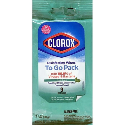 Clorox Disinfecting Wipes To Go Pack - Fresh Scent (9 Pack) - Dollar Fanatic