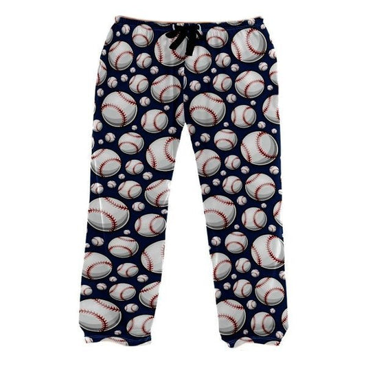 Cozee Corner Men's Black Pajama Pants - Baseballs (Mens Size 3X) - Dollar Fanatic