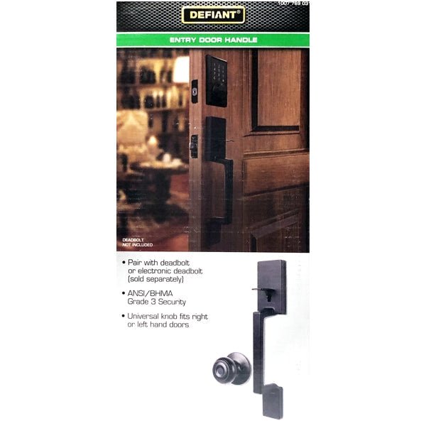 Defiant Entry Door Handle Set - Vancouver Matte Black (Exterior Handle + Interior Knob Set) Easy One Tool Installation - Dollar Fanatic