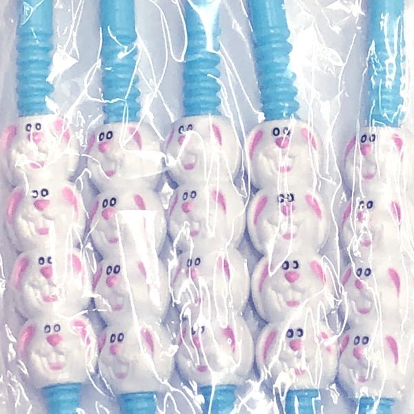 Easter Unlimited Funny Bunny Party Straws (5 Pack) Select Straw Color - Dollar Fanatic