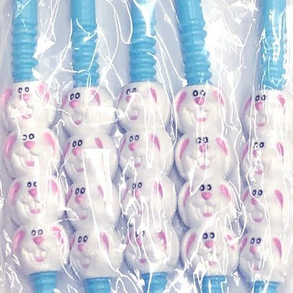 Easter Unlimited Funny Bunny Party Straws (5 Pack) Select Straw Color - Dollar Fanatic