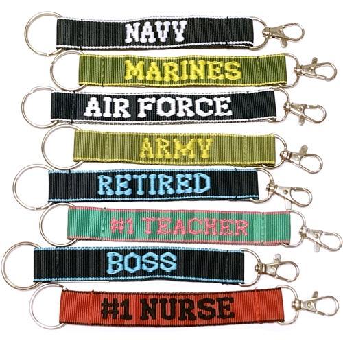 Embroidered Career Keychain Nylon Key Strap & Clip (1" x 7.75") Select Title - Dollar Fanatic