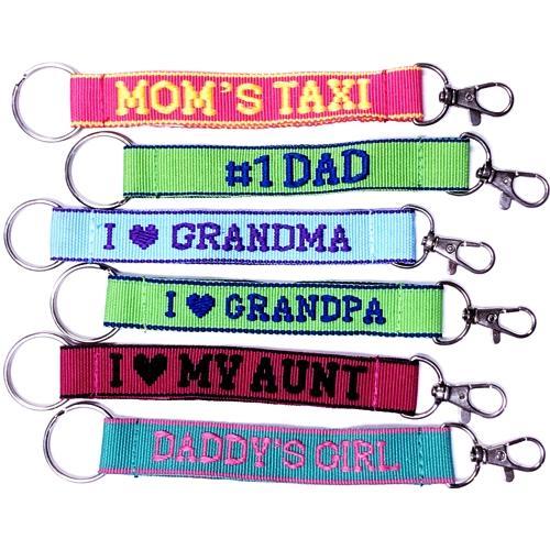 Embroidered Family Gift Keychain Nylon Key Strap & Clip (1" x 7.75") Select Style - Dollar Fanatic