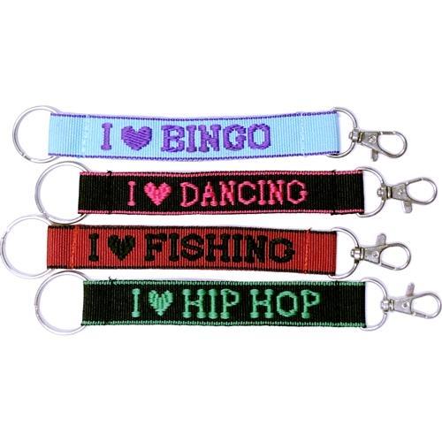 Embroidered Fun Hobby Keychain Nylon Key Strap & Clip - I Love ... (1" x 7.75") Select Hobby Type - DollarFanatic.com