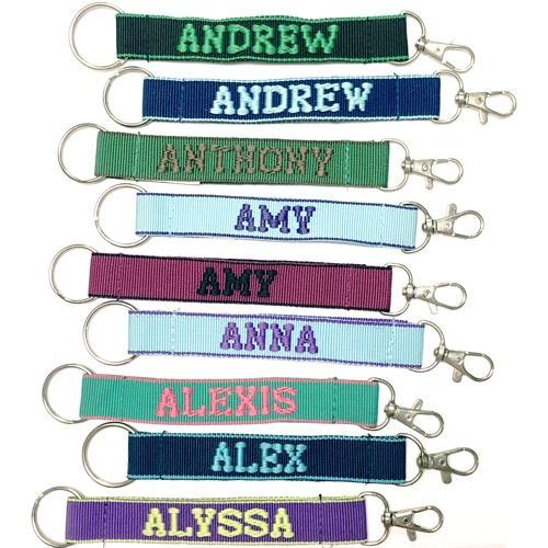 Embroidered Name Keychain Nylon Key Strap & Clip (1" x 7.75") Select Name Starting with "A" - Dollar Fanatic