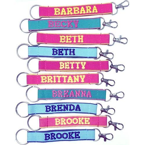 Embroidered Name Keychain Nylon Key Strap & Clip (1" x 7.75") Select Name Starting with "B" - Dollar Fanatic