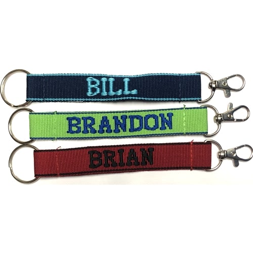 Embroidered Name Keychain Nylon Key Strap & Clip (1" x 7.75") Select Name Starting with "B" - Dollar Fanatic