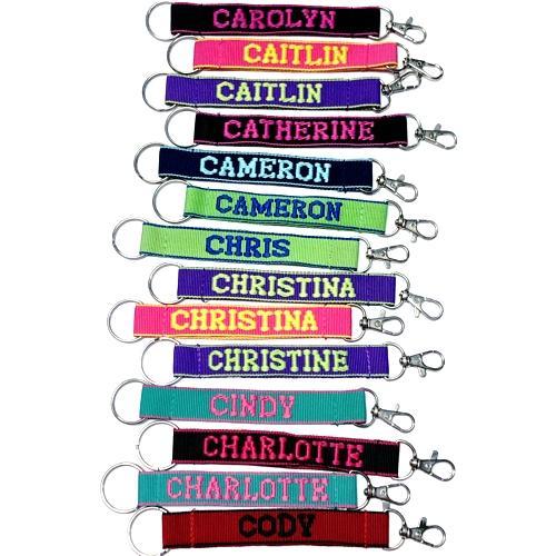 Embroidered Name Keychain Nylon Key Strap & Clip (1" x 7.75") Select Name Starting with "C" - Dollar Fanatic