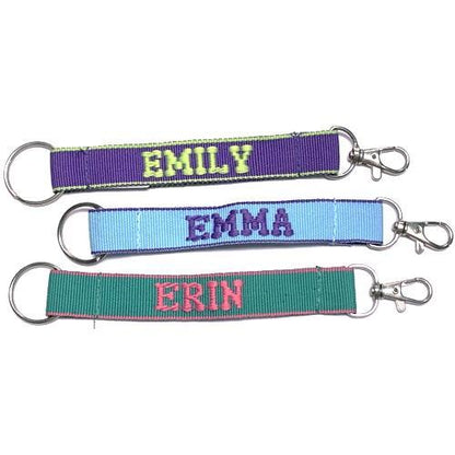 Embroidered Name Keychain Nylon Key Strap & Clip (1" x 7.75") Select Name Starting with "E" or "F" - Dollar Fanatic