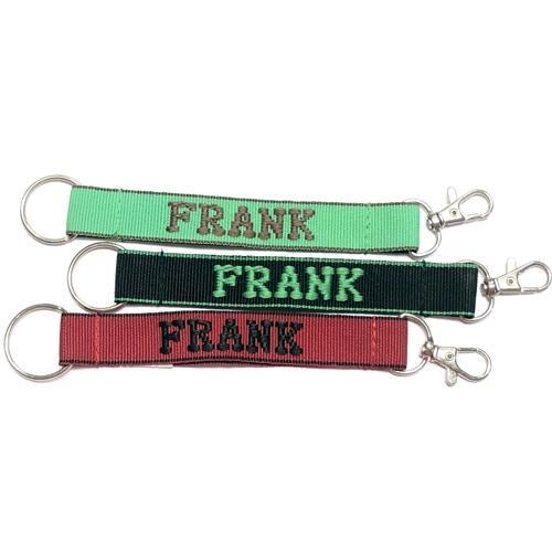 Embroidered Name Keychain Nylon Key Strap & Clip (1" x 7.75") Select Name Starting with "E" or "F" - Dollar Fanatic