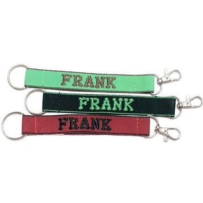 Embroidered Name Keychain Nylon Key Strap & Clip (1" x 7.75") Select Name Starting with "E" or "F" - Dollar Fanatic