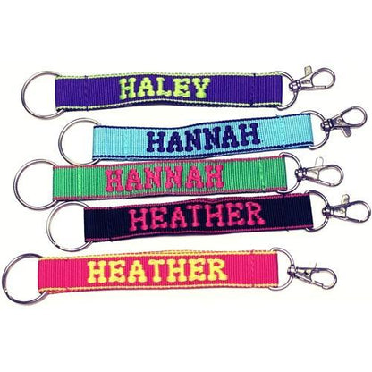 Embroidered Name Keychain Nylon Key Strap & Clip (1" x 7.75") Select Name Starting with "G" or "H" - Dollar Fanatic