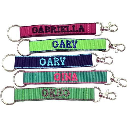 Embroidered Name Keychain Nylon Key Strap & Clip (1" x 7.75") Select Name Starting with "G" or "H" - Dollar Fanatic