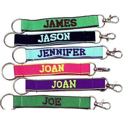 Embroidered Name Keychain Nylon Key Strap & Clip (1" x 7.75") Select Name Starting with "J" - Dollar Fanatic