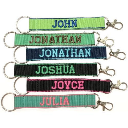 Embroidered Name Keychain Nylon Key Strap & Clip (1" x 7.75") Select Name Starting with "J" - Dollar Fanatic