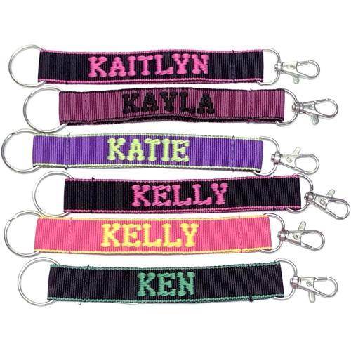 Embroidered Name Keychain Nylon Key Strap & Clip (1" x 7.75") Select Name Starting with "K" - Dollar Fanatic