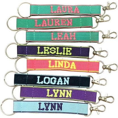 Embroidered Name Keychain Nylon Key Strap & Clip (1" x 7.75") Select Name Starting with "L" - Dollar Fanatic