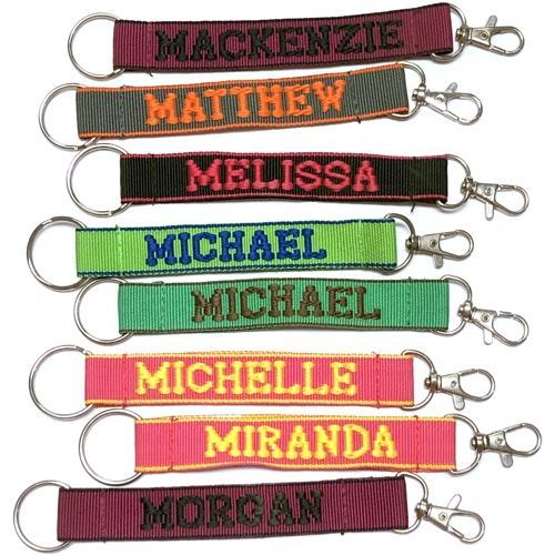 Embroidered Name Keychain Nylon Key Strap & Clip (1" x 7.75") Select Name Starting with "M" - Dollar Fanatic