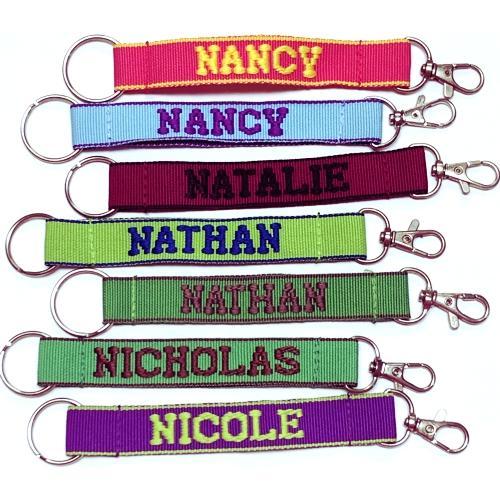 Embroidered Name Keychain Nylon Key Strap & Clip (1" x 7.75") Select Name Starting with "N" - Dollar Fanatic