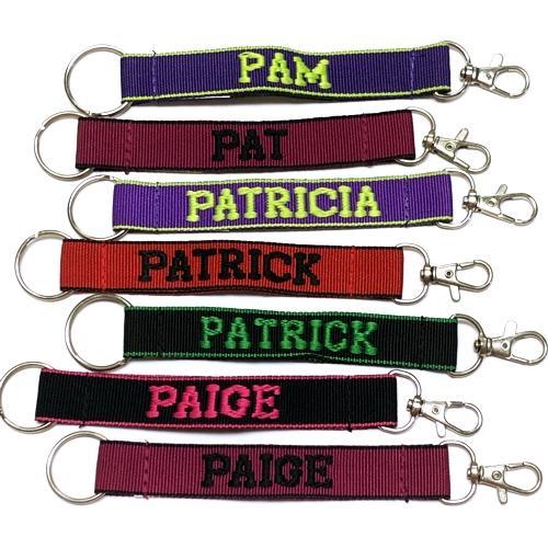 Embroidered Name Keychain Nylon Key Strap & Clip (1" x 7.75") Select Name Starting with "O" or "P" - Dollar Fanatic