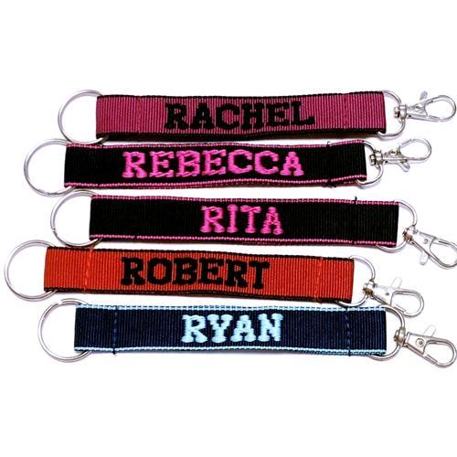 Embroidered Name Keychain Nylon Key Strap & Clip (1" x 7.75") Select Name Starting with "R" - Dollar Fanatic