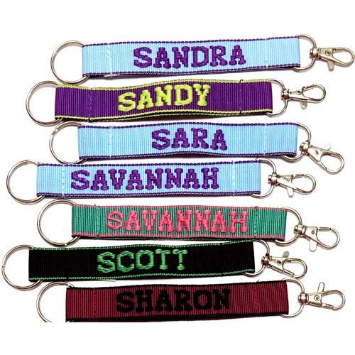 Embroidered Name Keychain Nylon Key Strap & Clip (1" x 7.75") Select Name Starting with "S" - Dollar Fanatic