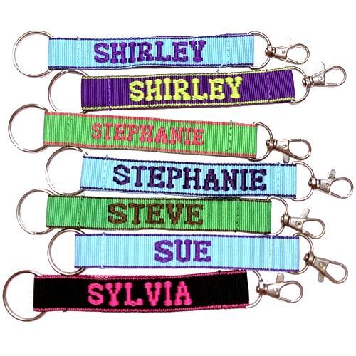 Embroidered Name Keychain Nylon Key Strap & Clip (1" x 7.75") Select Name Starting with "S" - Dollar Fanatic