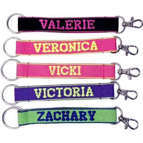 Embroidered Name Keychain Nylon Key Strap & Clip (1" x 7.75") Select Name Starting with "U" through "Z" - DollarFanatic.com