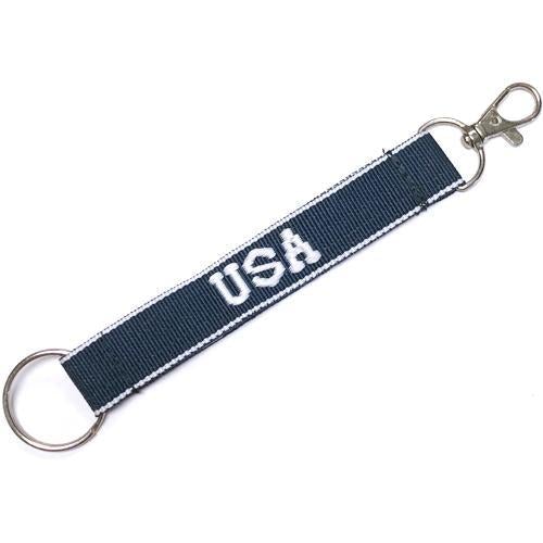 Embroidered USA Keychain Nylon Key Strap & Clip - Embroidered (1" x 7.75") - Dollar Fanatic