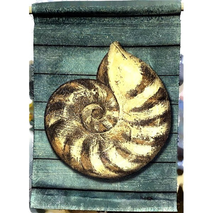 Encore Decorative Garden Flag - Blue/Nautilus Shell (12.5" x 18") Double - Sided - Dollar Fanatic