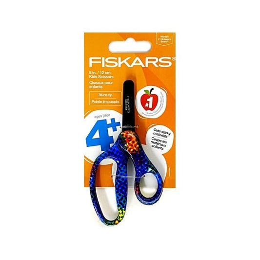 Fiskars Blunt-Tip Kids Safety Scissors - Multicolor Deco Pixel (5") For ages 4+ - Dollar Fanatic