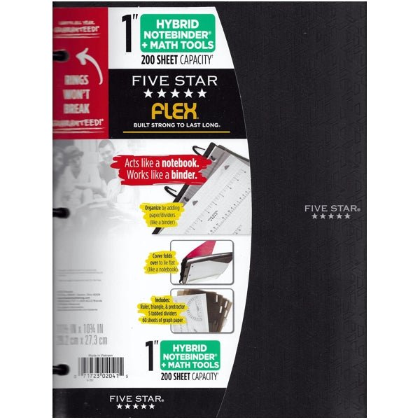 Five Star Flex Hybrid Refillable Notebook Binder - (Black) Includes Folders, Dividers, Graph Paper and Math Tools - Dollar Fanatic