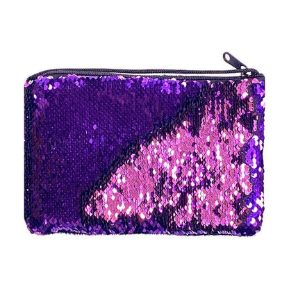 Flip Sequin Tablet Crossbody Handbag Purse - Pink/Purple (8.5" x 5.5") Soft, Furry Back and Furry, Padded Lining - Dollar Fanatic