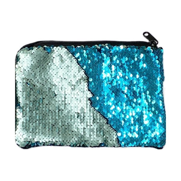 Flip Sequin Tablet Crossbody Handbag Purse - Teal/Aqua Blue (8.5" x 5.5") Soft, Furry Back and Padded Lining - Dollar Fanatic