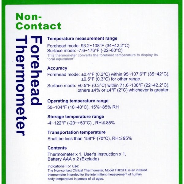 Forehead Thermometer - Non-Contact (Infrared) No Touch, 1 Second Results - Dollar Fanatic