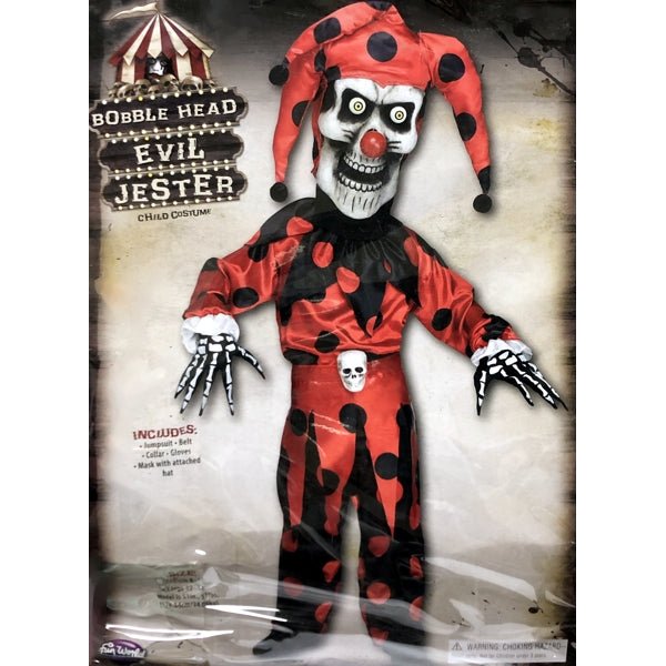 Fun World Bobble Head Evil Jester Kids Costume (Child Size - Large 12/14) - Dollar Fanatic