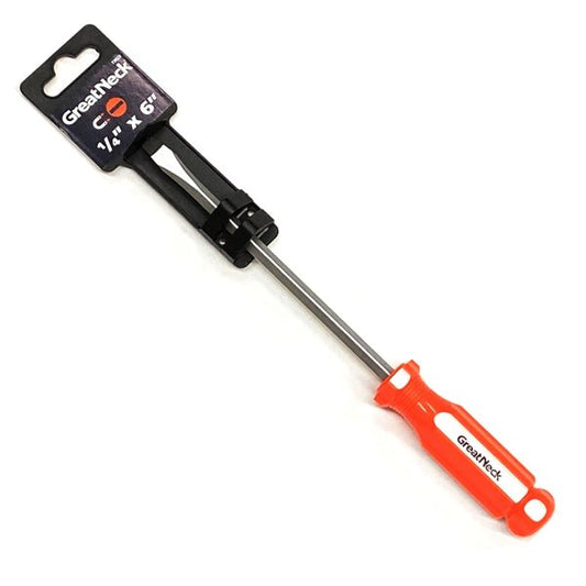 Great Neck 1/4" x 6" Slotted Flat Head Magnetic Tip Screwdriver (73023) - Dollar Fanatic